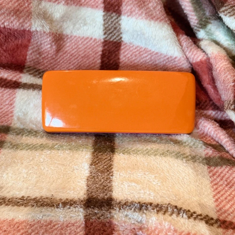 Kate Spade New York Pink Orange Hard Shell Glasses Case Winking Eyes Interior